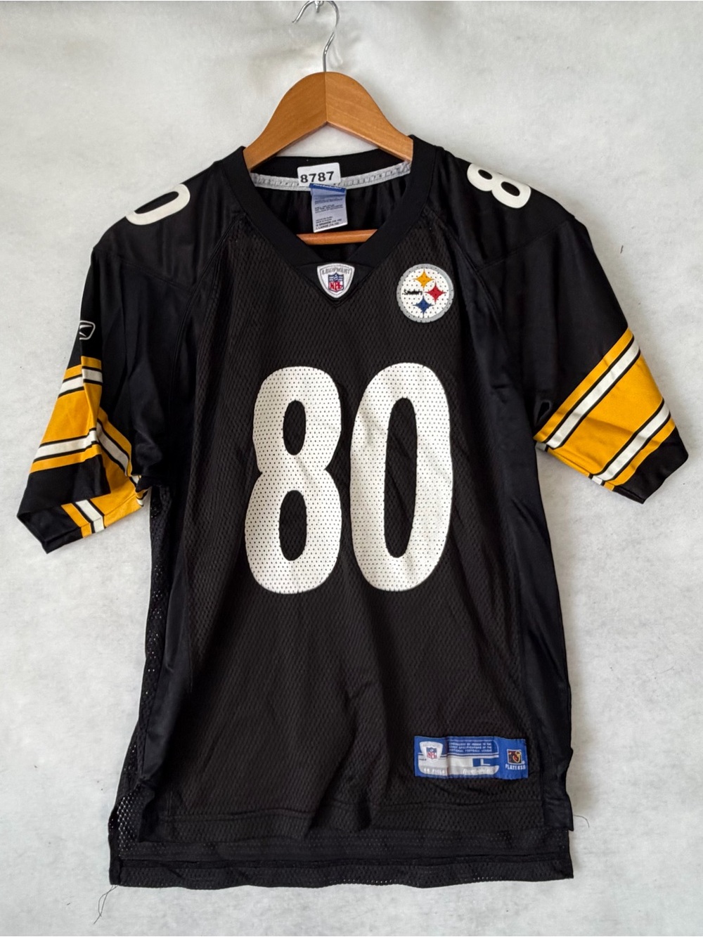 Plaxico Burress Pittsburgh Steelers Jersey Youth L Black #80 Reebok 8787